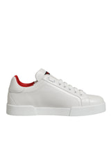Dolce & Gabbana White Leather Lace Up Low Top Sneakers Shoes