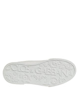 Dolce & Gabbana White Leather Lace Up Low Top Sneakers Shoes