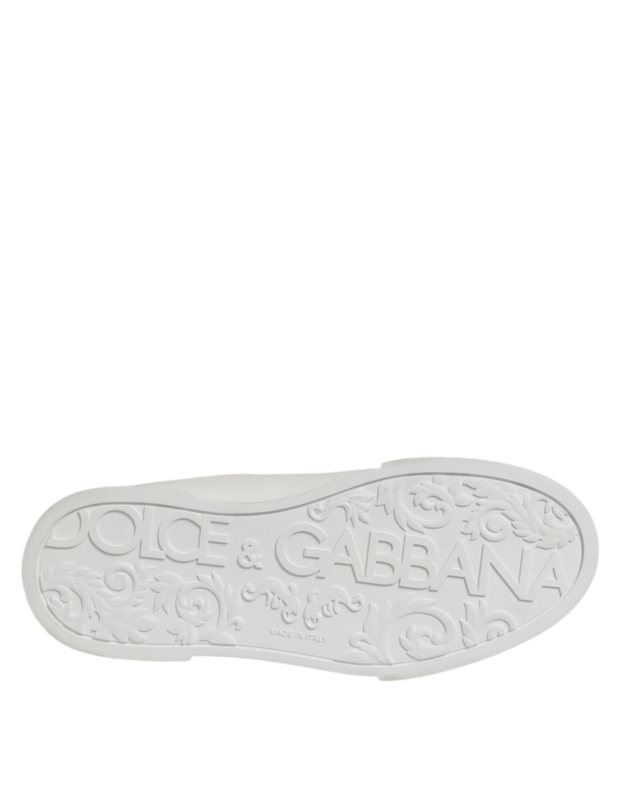 Dolce & Gabbana White Leather Lace Up Low Top Sneakers Shoes