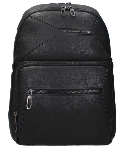 Piquadro Black Leather Backpacks