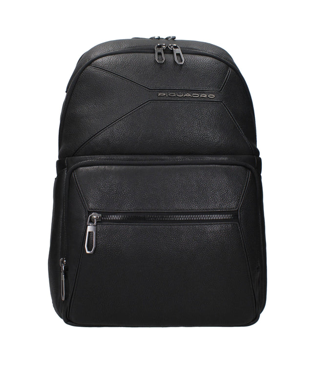 Piquadro Black Leather Backpacks