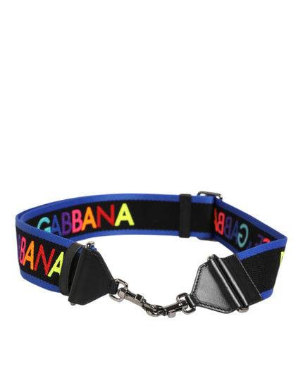 Dolce & Gabbana Black Blue Colorful Lettering Bag Handle Shoulder Strap