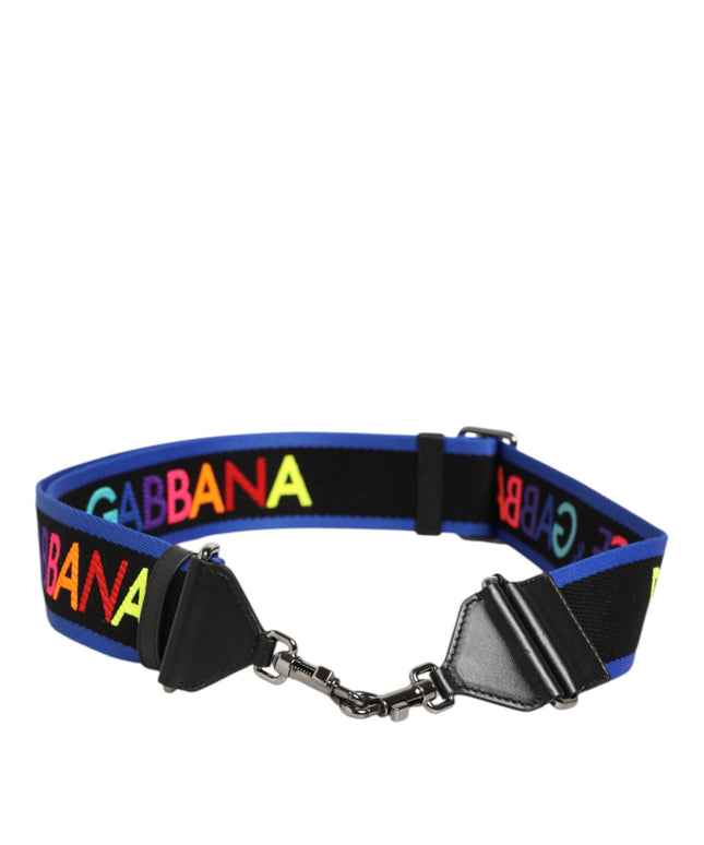 Dolce & Gabbana Black Blue Colorful Lettering Bag Handle Shoulder Strap