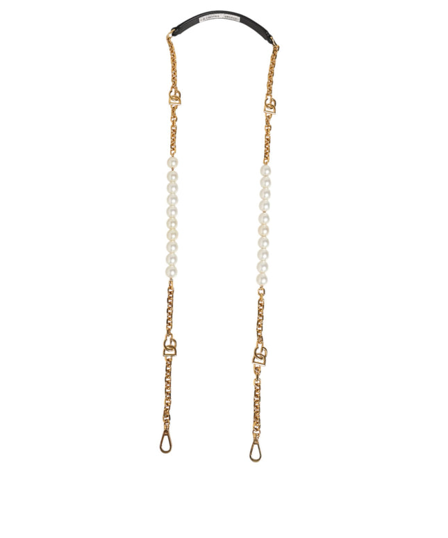 Dolce & Gabbana Black Leather Gold Chain Bag Accessory Shoulder Strap