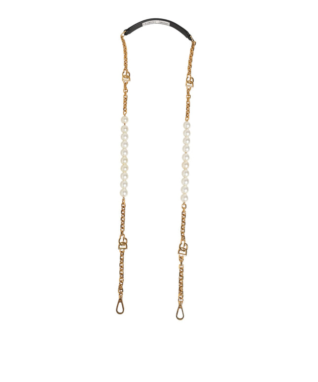 Dolce & Gabbana Black Leather Gold Chain Bag Accessory Shoulder Strap