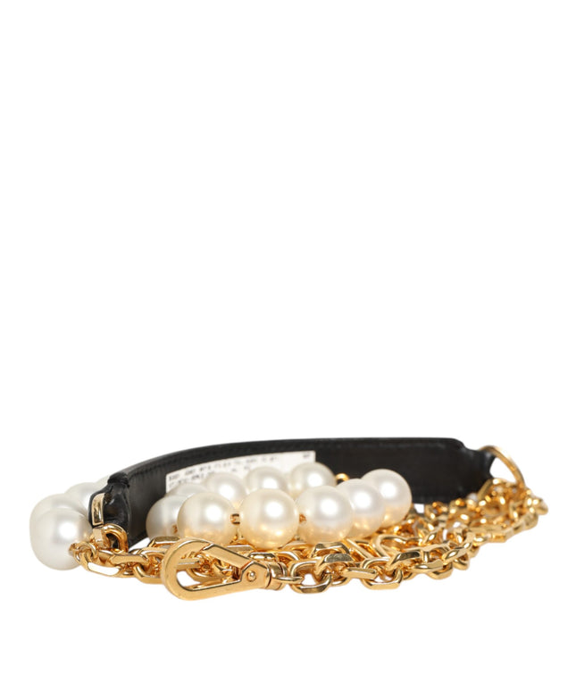 Dolce & Gabbana Black Leather Gold Chain Bag Accessory Shoulder Strap