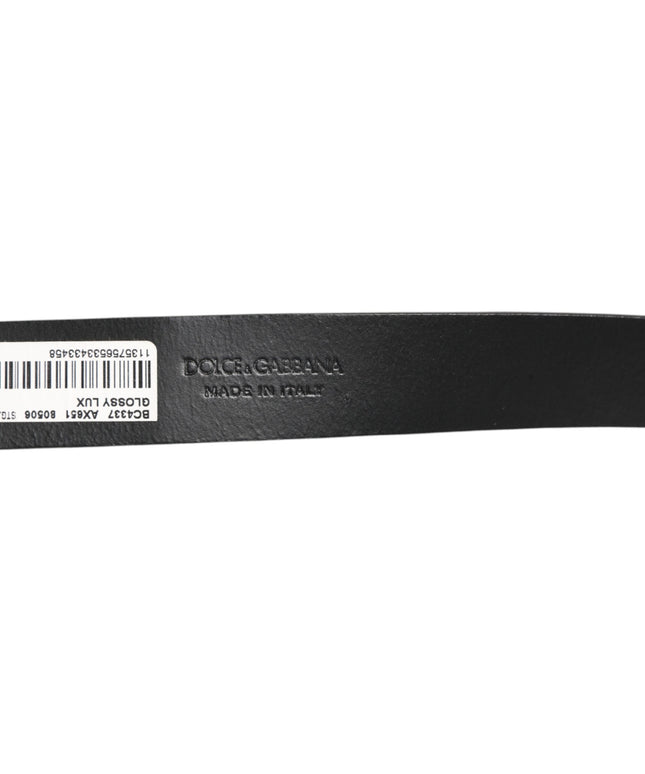 Dolce & Gabbana Brown Glossy Leather Classic Metal Buckle Belt