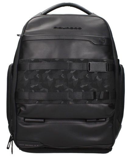 Piquadro Black Leather Backpacks