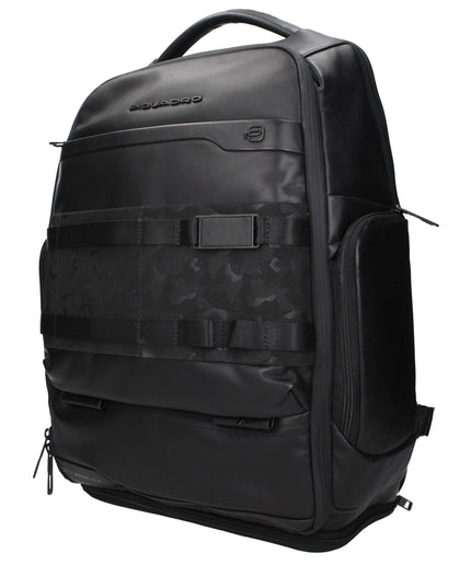 Piquadro Black Leather Backpacks