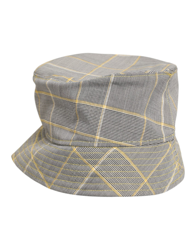 Dolce & Gabbana Gray Yellow Wool Blend Plaid Bucket Cap Men Hat