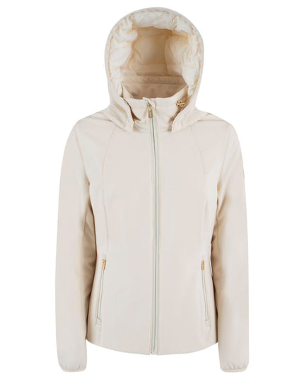 Yes Zee White Nylon Jackets & Coat