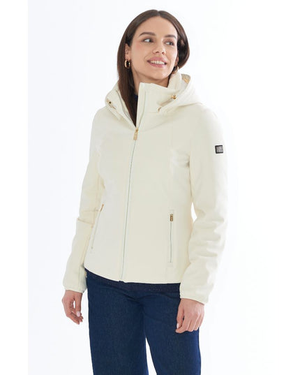 Yes Zee White Nylon Jackets & Coat