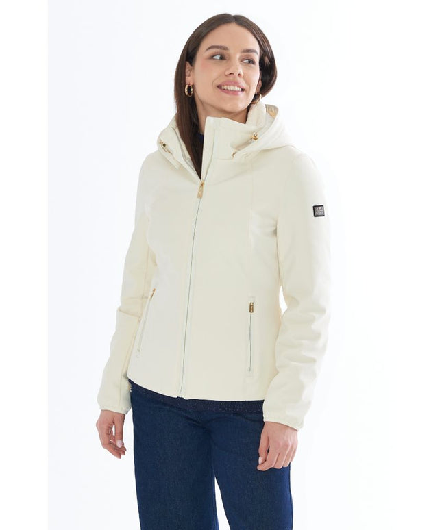 Yes Zee White Nylon Jackets & Coat