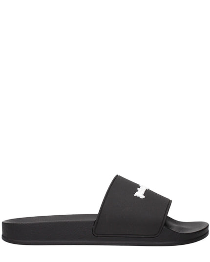 Palm Angels Black Cotton Slippers Sandals