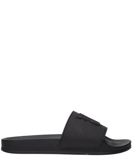 Palm Angels Black Cotton Slippers Sandals