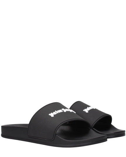 Palm Angels Black Cotton Slippers Sandals