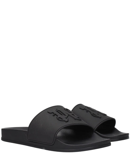 Palm Angels Black Cotton Slippers Sandals