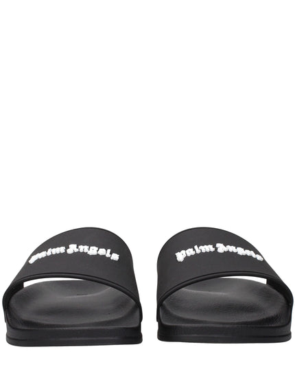 Palm Angels Black Cotton Slippers Sandals