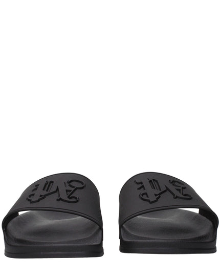 Palm Angels Black Cotton Slippers Sandals