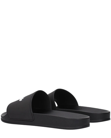 Palm Angels Black Cotton Slippers Sandals