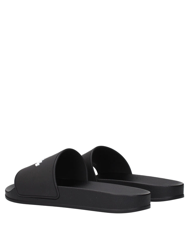 Palm Angels Black Cotton Slippers Sandals