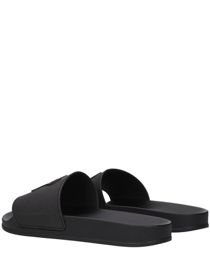Palm Angels Black Cotton Slippers Sandals