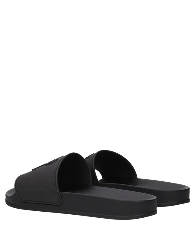 Palm Angels Black Cotton Slippers Sandals