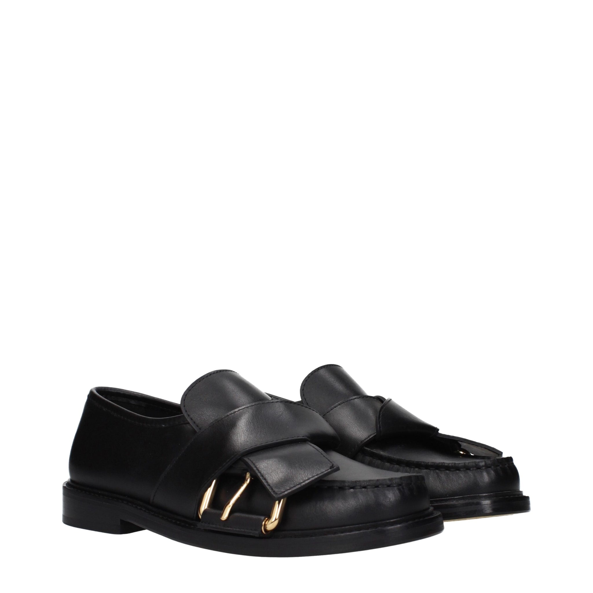 Moschino Black Leather Slip-On Loafers
