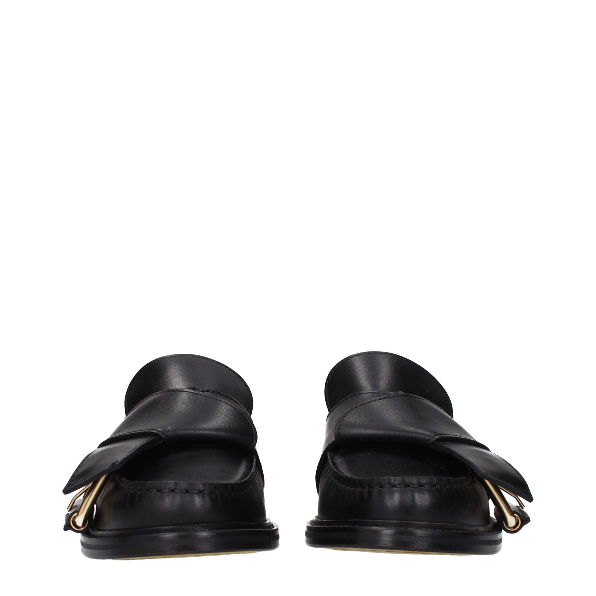 Moschino Black Leather Slip-On Loafers