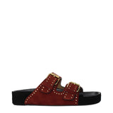 Isabel Marant Red Leather Slippers Sandals