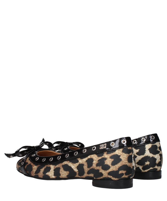 Ganni Brown Fabric Ballet Flats