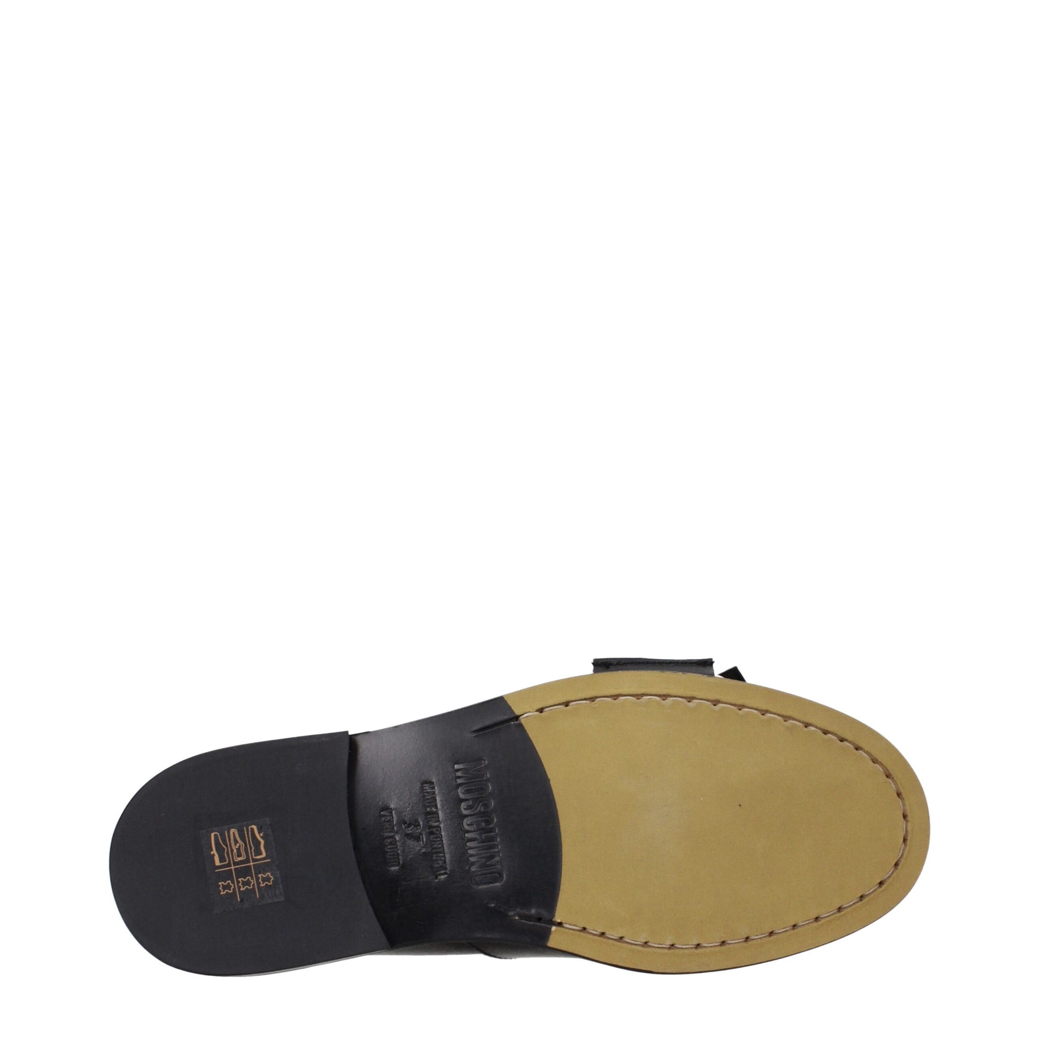 Moschino Black Leather Slip-On Loafers