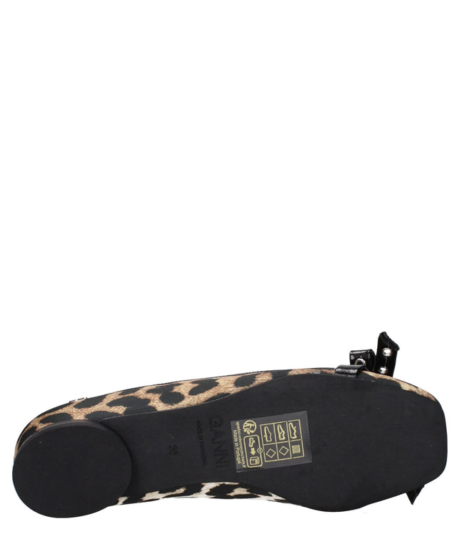 Ganni Brown Fabric Ballet Flats
