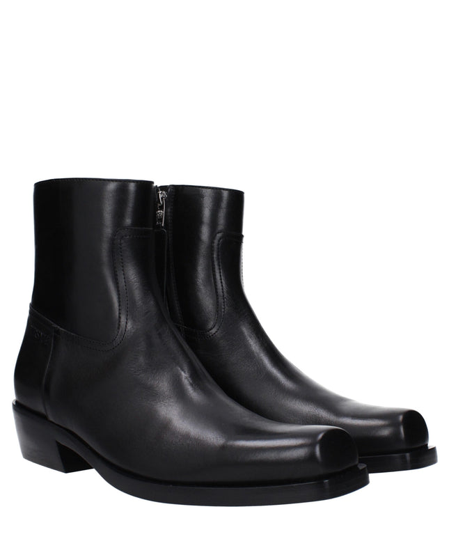 Versace Black Leather Ankle Boots
