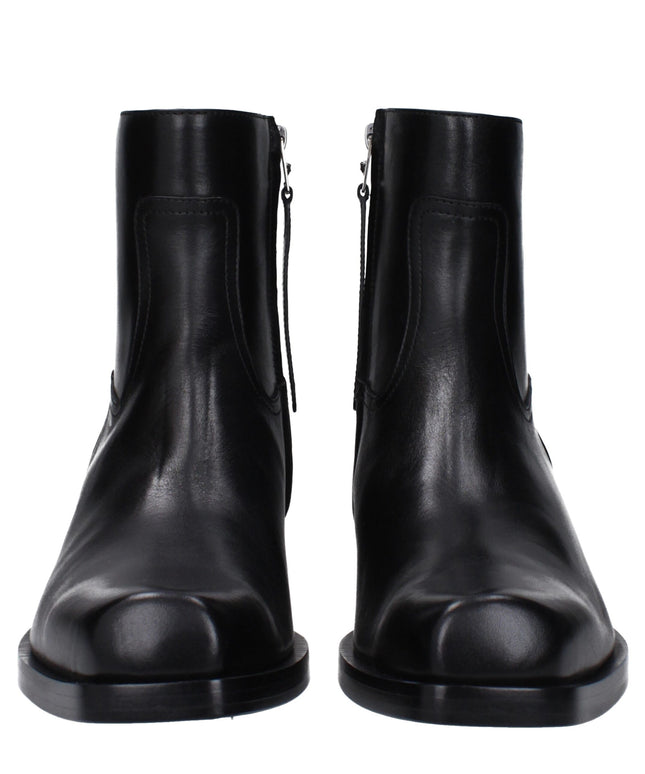 Versace Black Leather Ankle Boots