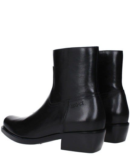 Versace Black Leather Ankle Boots
