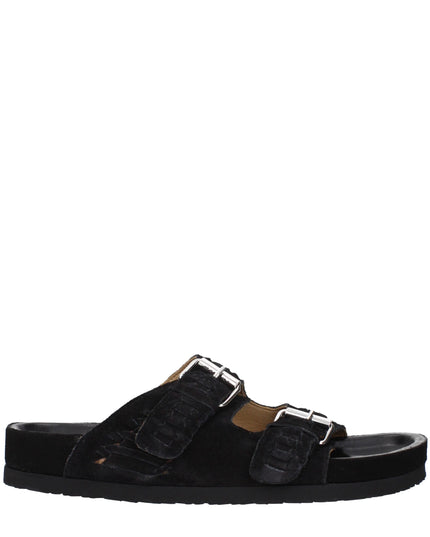 Isabel Marant Black Leather Slippers Sandals