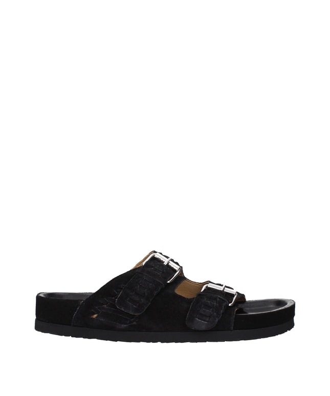 Isabel Marant Black Leather Slippers Sandals