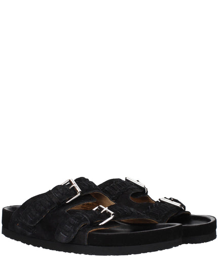 Isabel Marant Black Leather Slippers Sandals