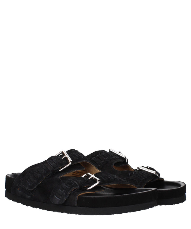 Isabel Marant Black Leather Slippers Sandals