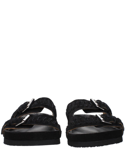 Isabel Marant Black Leather Slippers Sandals