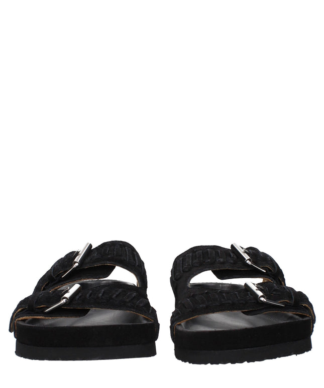 Isabel Marant Black Leather Slippers Sandals