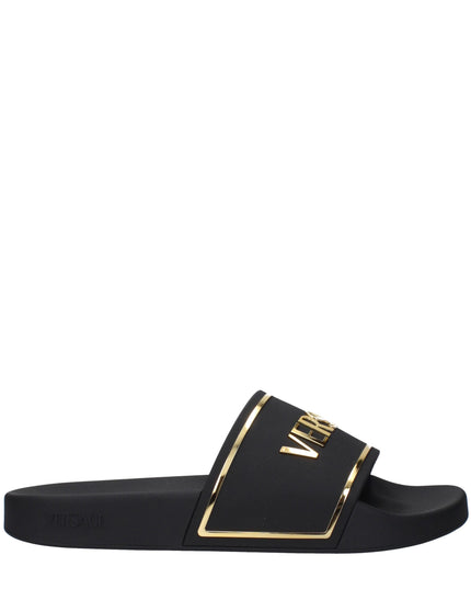 Versace Black Cotton Slippers Sandals