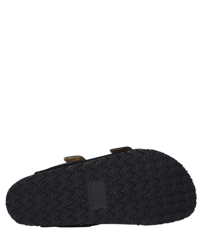 Isabel Marant Black Leather Slippers Sandals