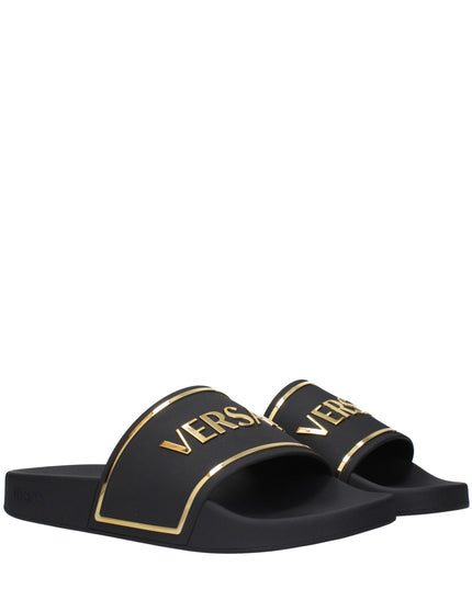 Versace Black Cotton Slippers Sandals