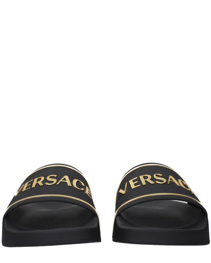Versace Black Cotton Slippers Sandals