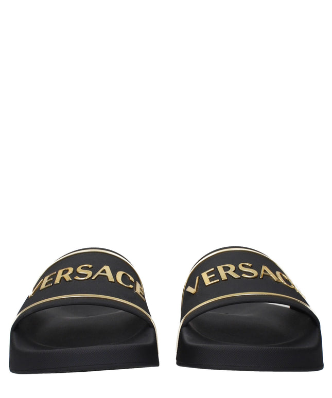 Versace Black Cotton Slippers Sandals
