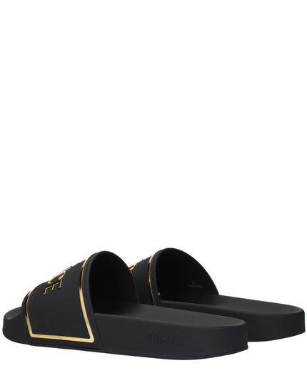 Versace Black Cotton Slippers Sandals