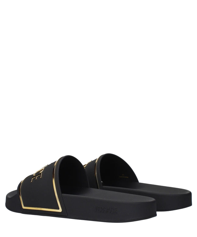 Versace Black Cotton Slippers Sandals