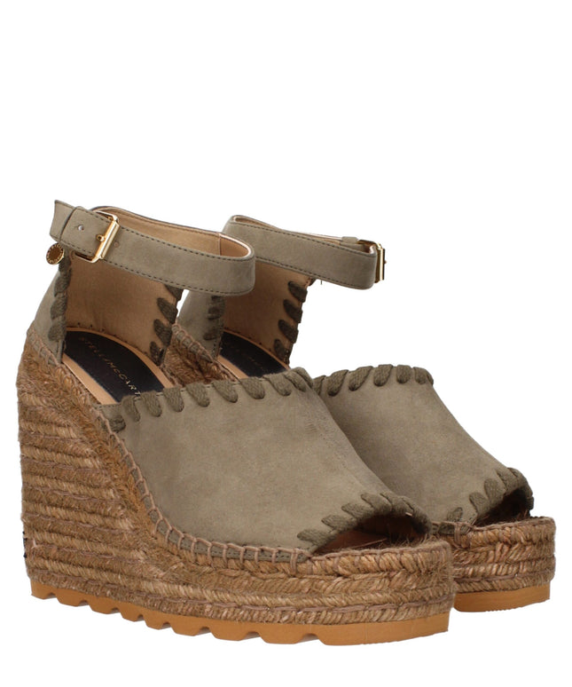 Stella McCartney Green Leather Wedges Sandals